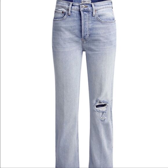 RE/DONE Stove Pipe High Rise Straight Leg Jeans LivedLight Wash - Size 26 - Picture 7 of 14